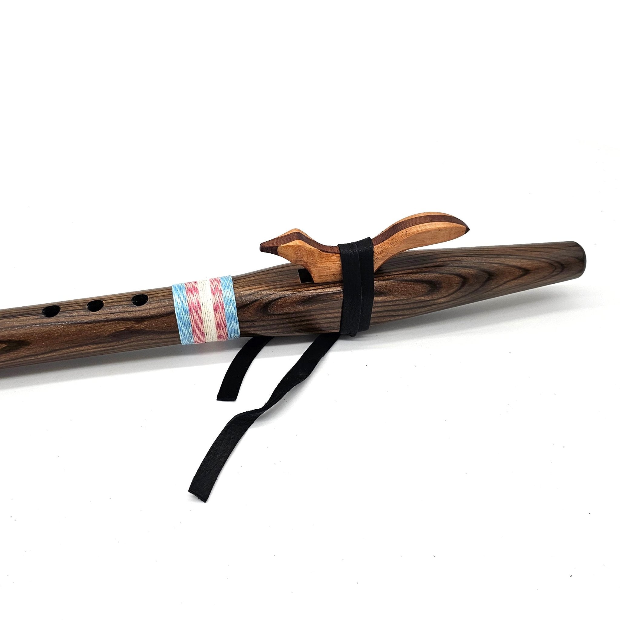 Iron stained cedar Native American style A flute-Limited Edition Trans Flag