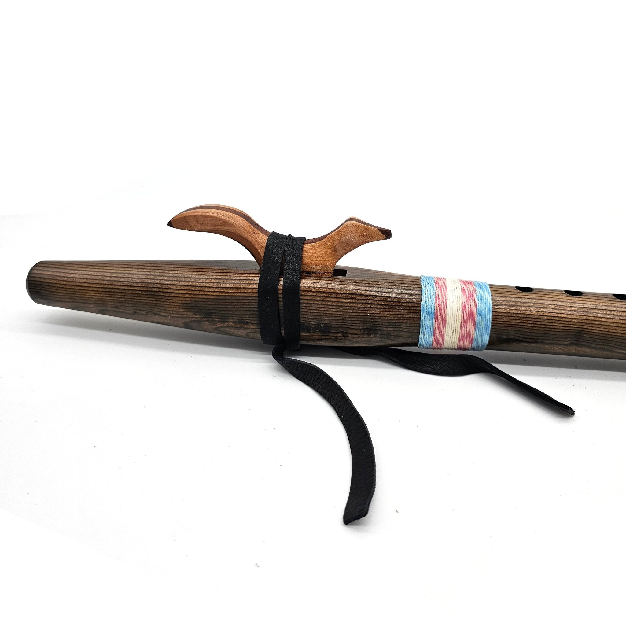 Iron stained cedar Native American style A flute-Limited Edition Trans Flag