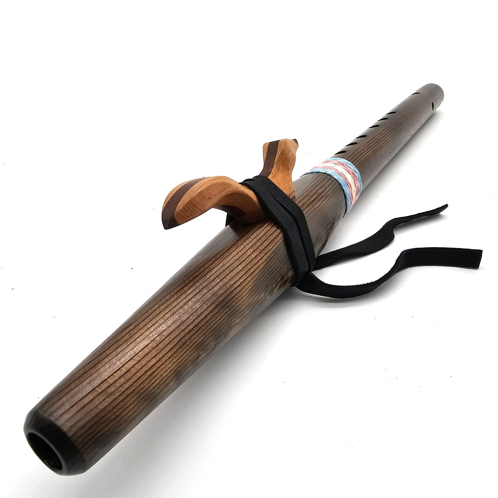 Iron stained cedar Native American style A flute-Limited Edition Trans Flag