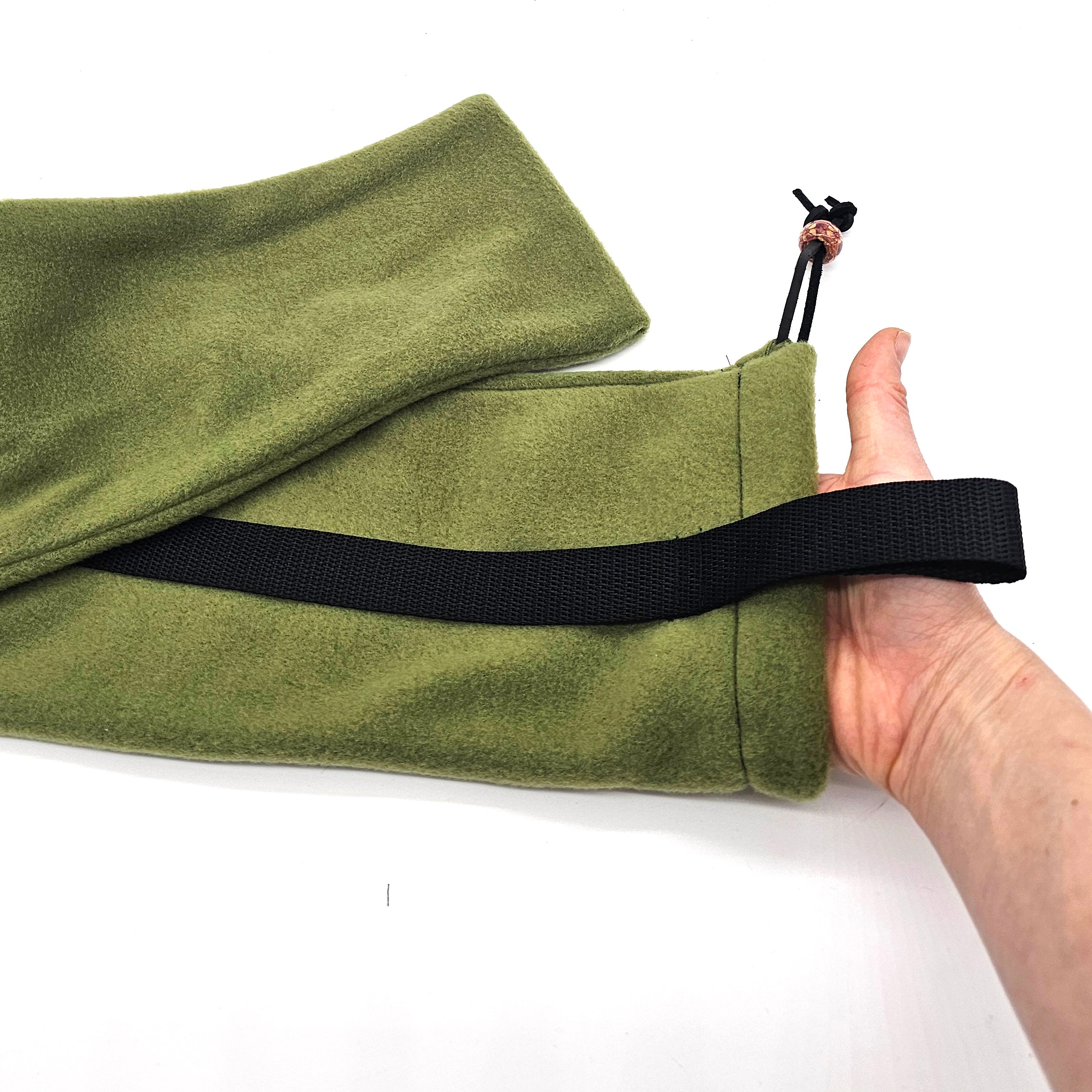 Handmade Polar Fleece Logo Flute Bag with Shoulder Strap and Drawstring