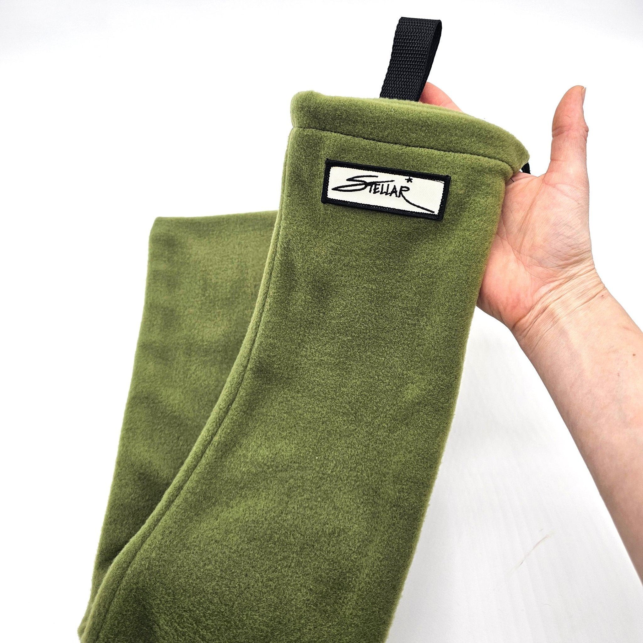 Handmade Polar Fleece Logo Flute Bag with Shoulder Strap and Drawstring