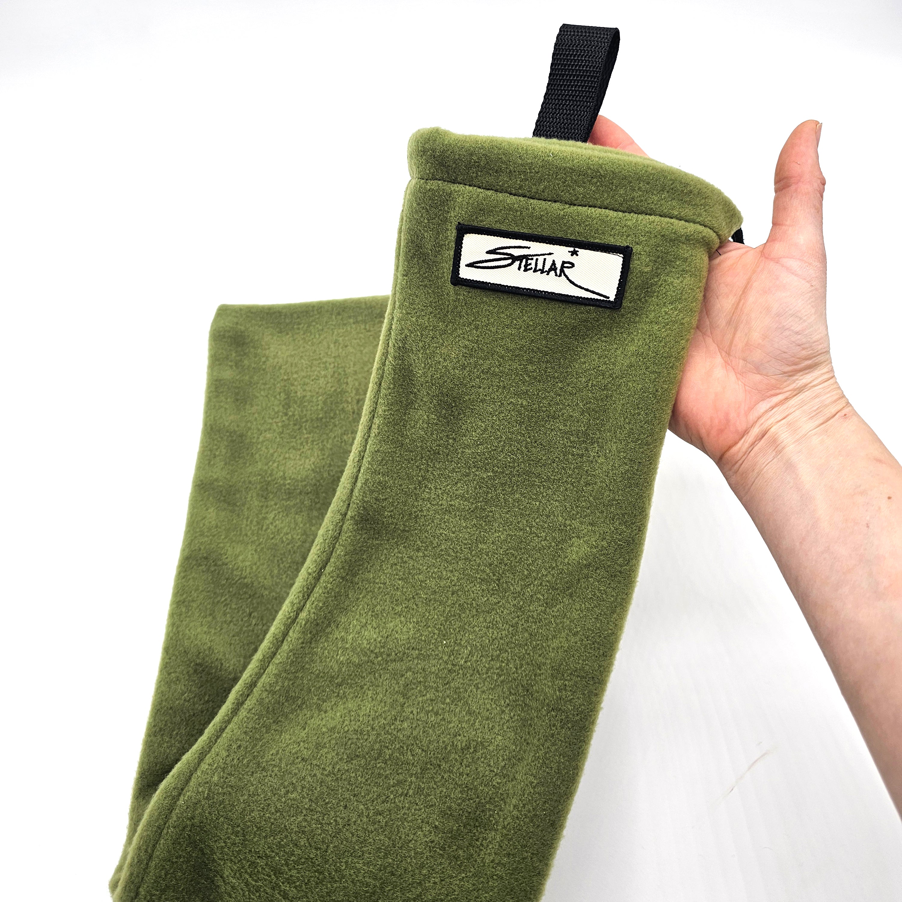Handmade Polar Fleece Logo Flute Bag with Shoulder Strap and Drawstring