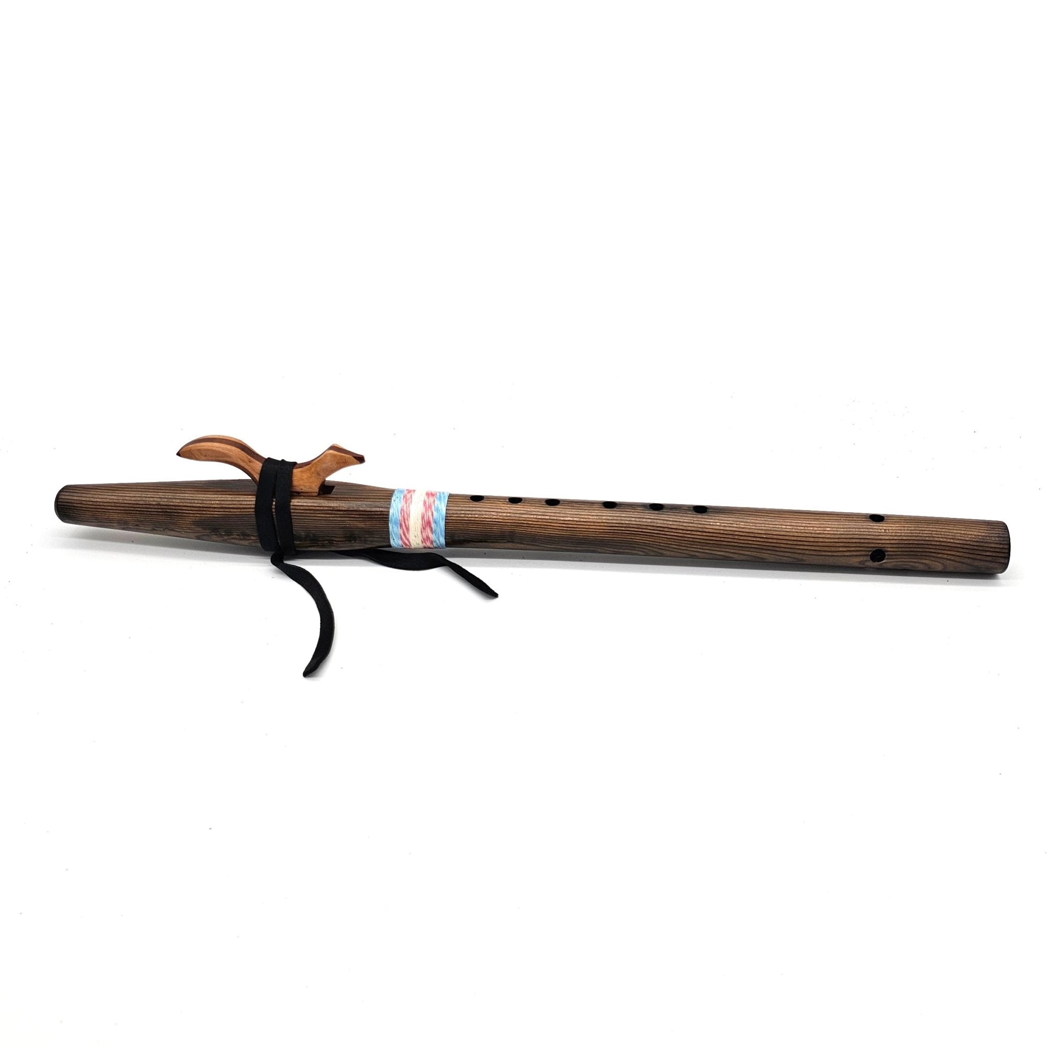 Iron stained cedar Native American style A flute-Limited Edition Trans Flag