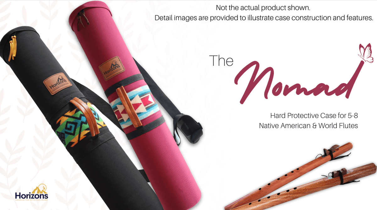 33" Length | Olive Tree Green "Nomad" Native American Flute Hard Case | 5-7 Flute Capacity